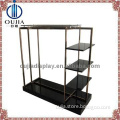 luxury stainless steel hanging glass rack/garment store display